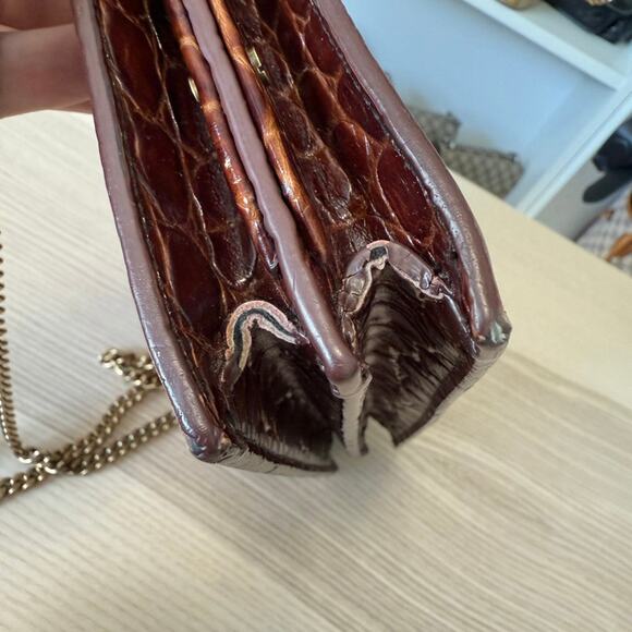 Saint Laurent YSL Patent Turtle Embossed Monogram Cassandra Clasp Bag Rouge - Picture 9 of 13